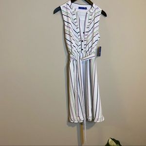 Apt 9 NWT DRESS TIES AT THE WAIST STRIPED Easter Spring Dress SLEEVELESS LINED